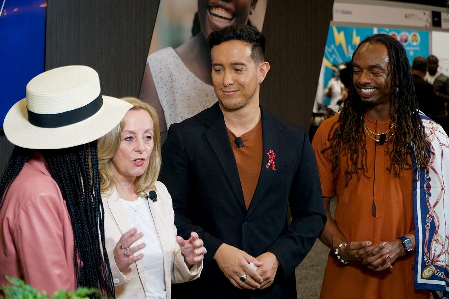 The panel for Positive Action at 30, (Left to right) Sibulele Sibaca, Cathy Ferrier, Raif Derrazi (host) and P.J. Moton-Poole.