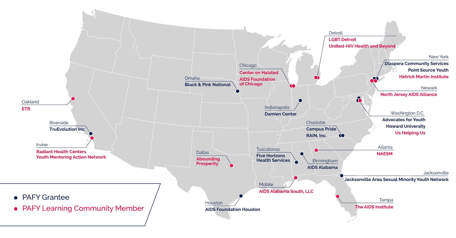 Positive Action for Youth map identifying locations of Grantees, Community Members, and Youth Innovators Positive Action for Youth map identifying locations of Grantees, Community Members, and Youth Innovators